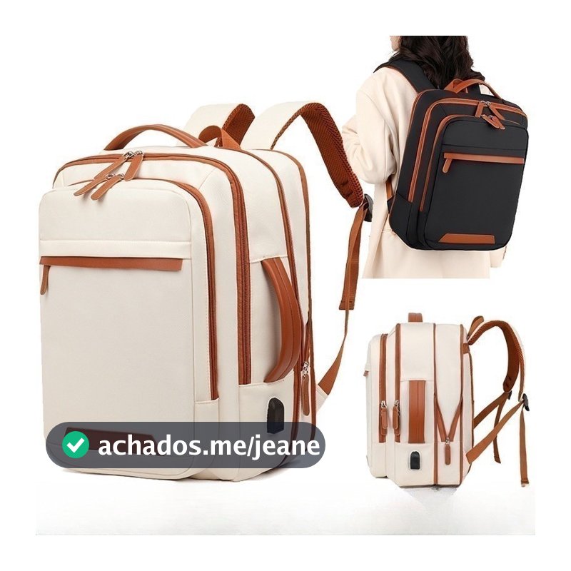 Mochila Unissex Expansível Impermeável Grande Capacidade Multifuncional Com Alças Ajustáveis Carregamento USB rajork
