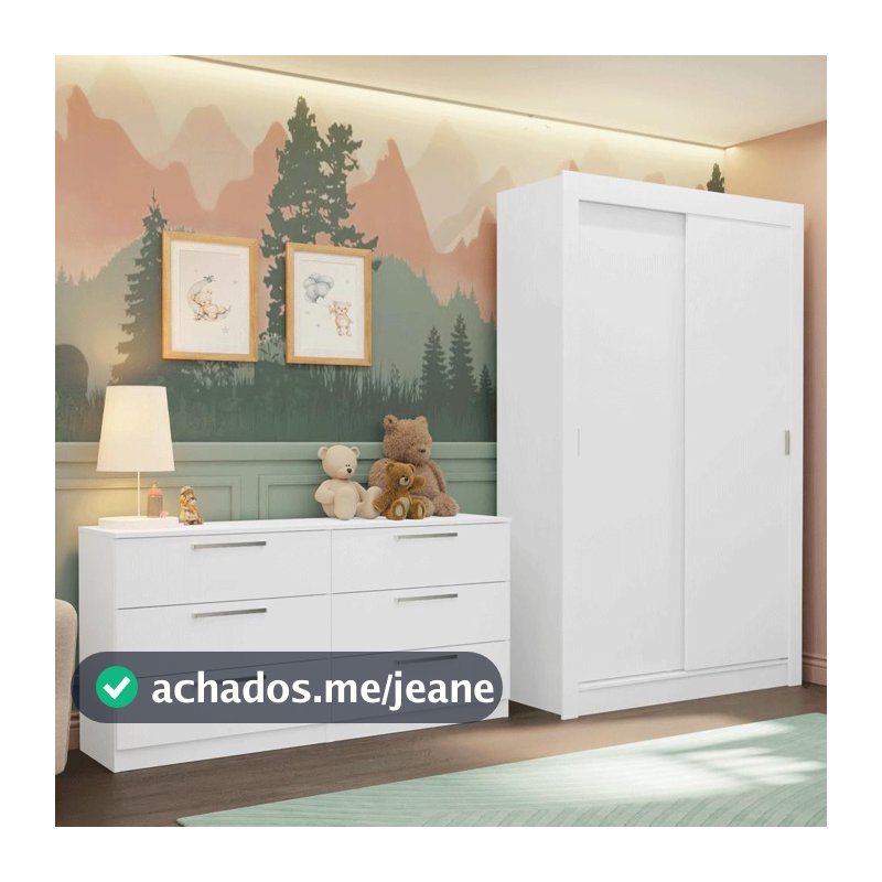 Conjunto Quarto Infantil com Guarda Roupa 2 Portas e Cômoda Madesa