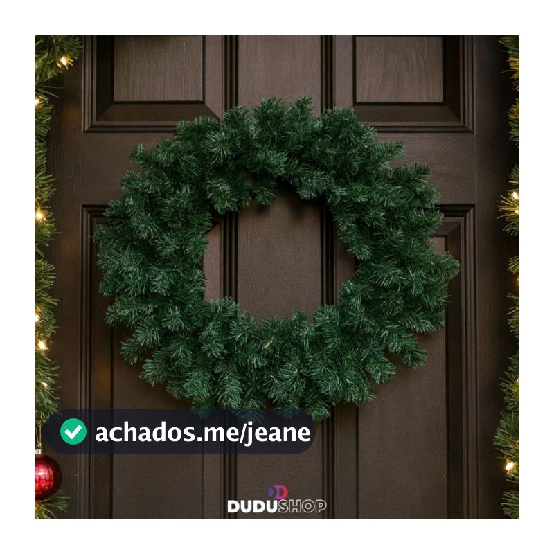 Guirlanda Natal Festão Aramado Coroa 40cm 120 Galhos Verde Decoração Natalina Guirlanda Festas VMP