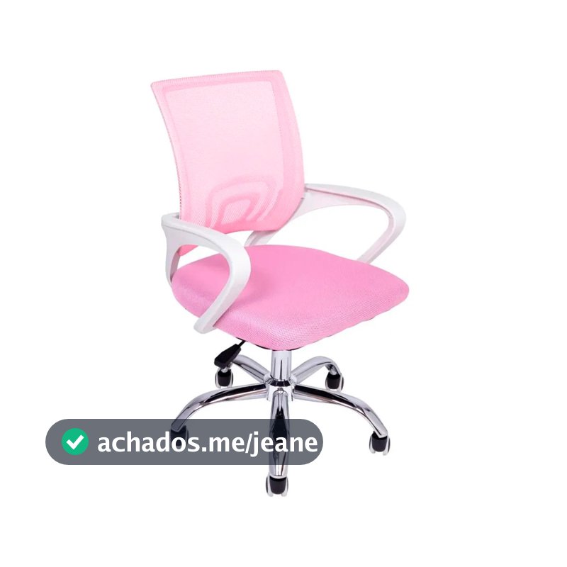 Cadeira de Escritório Begônia Ergonômica Tela Mesh Apoio Lombar Ajuste de Altura Giratória 120kg Rosa