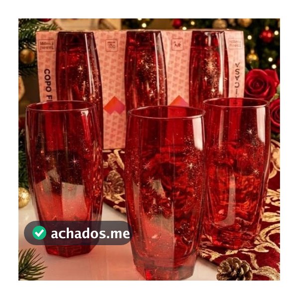 Kit de copos com 6 unidades e 3 unidades de Vidro Vermelho Rubi