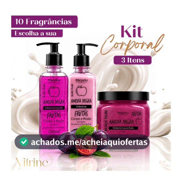 Kit Sabonete + Hidratante + Esfoliante Rhenuks 200ml Corpo e Rosto 10 fragrâncias