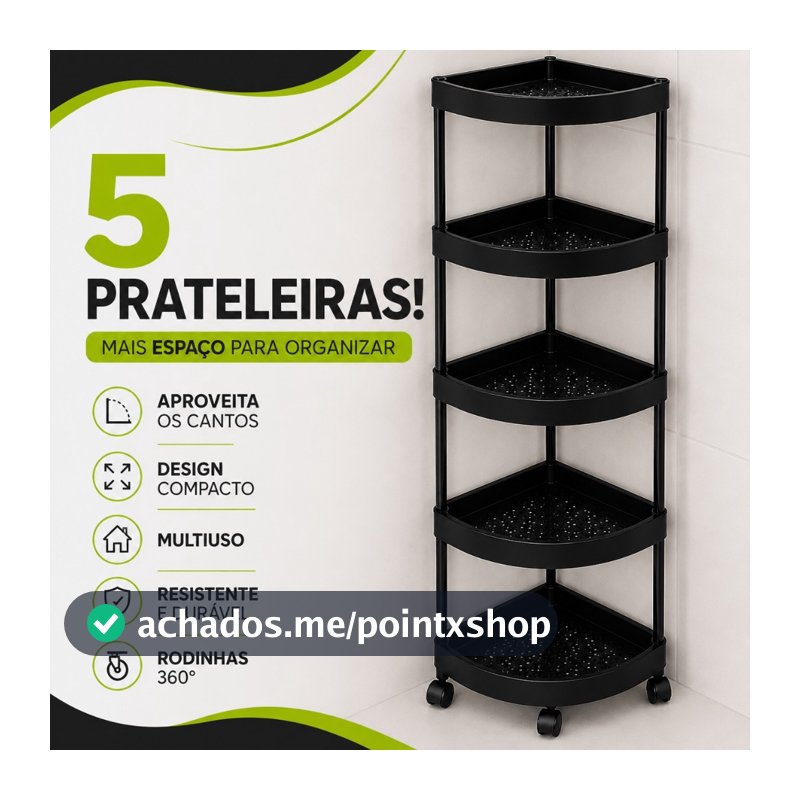 Carrinho Organizador Multiuso 5 Andares De Canto Estante Com Rodinhas 5 Prateleiras Para Cozinha Banheiro