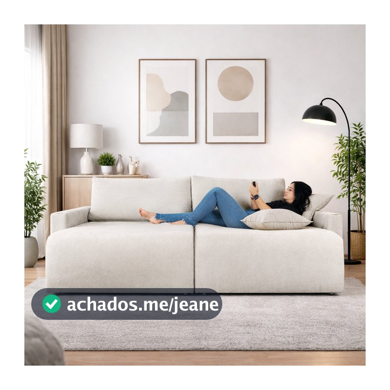 Sofá Cama Milão Retrátil 3 Lugares 2,20m Linho com Almofadas Soltas e Assento D28