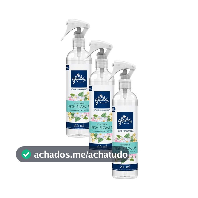 Kit 3 Odorizador Ambiente Fresh Flowers Glade Home Fragrance Frasco 265ml cada