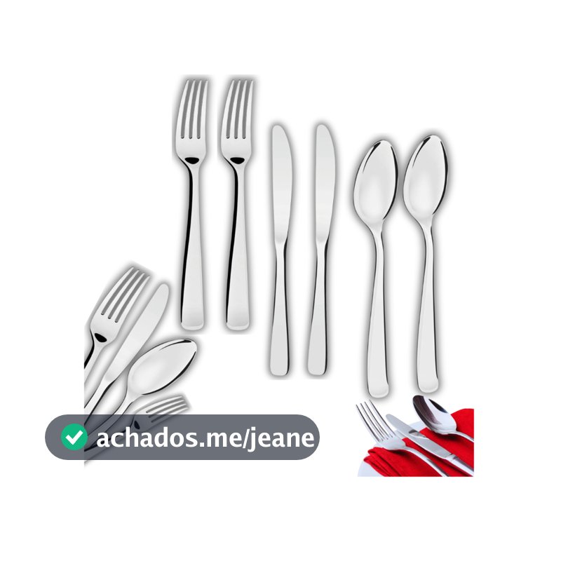 Conjunto de Talheres 24 e 12 peças Aço Inox  Facas  Garfos  e Colheres  - KIKA UTILIDADES