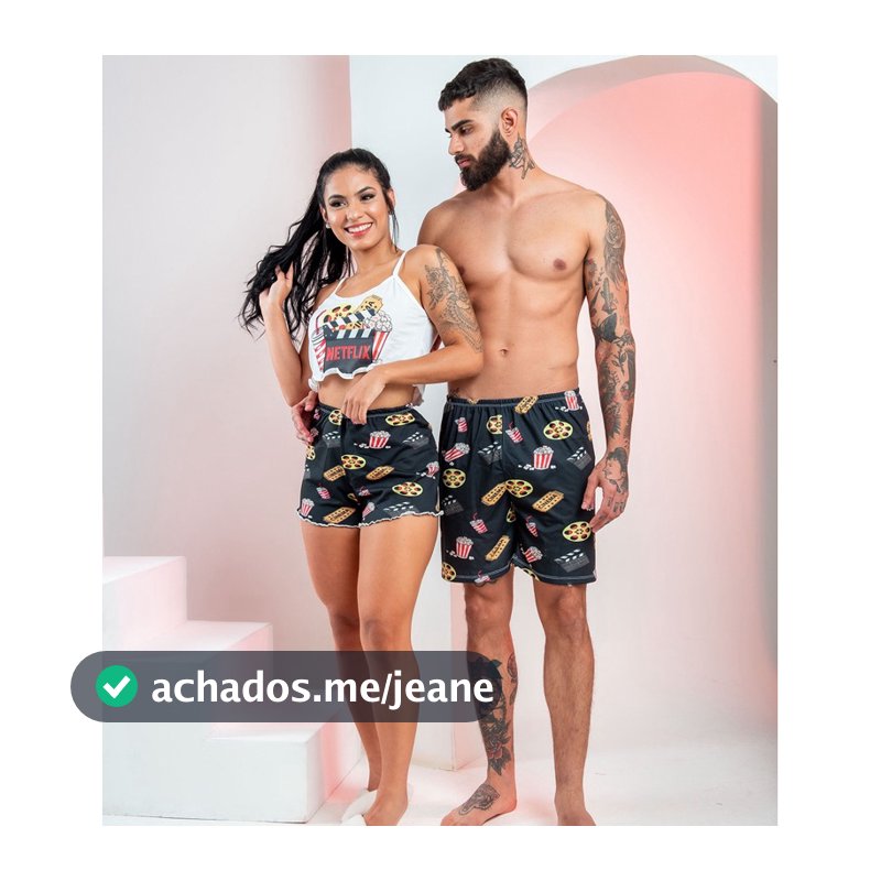 Pijama Casal Kit Mozão | Cropped Ondinha + Samba Canção | Presente Dia dos Namorados | Look Tendência 2026 | referência.