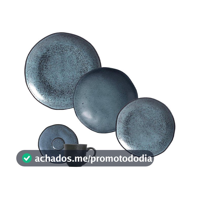 Aparelho de Jantar/Chá Porto Brasil Orgânico Petroleum | Stoneware, 30 Peças, Cinza