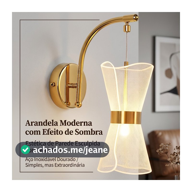 Arandela De Parede Led Moderna Dourada 3 Cores 8w Bivolt