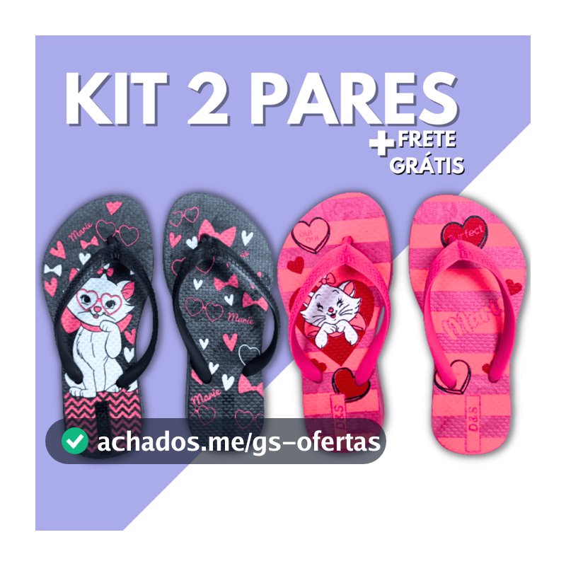 Kit 2 Pares Chinelo Sandalia Feminino Infantil Slim Calçado Criança Chinela Menina Kids Confortável Macio Leve Promoção