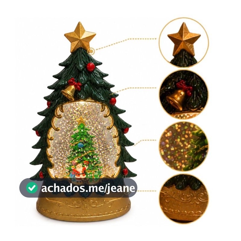 Enfeite Natalino Árvore Natal Papai Noel Luz Glitter