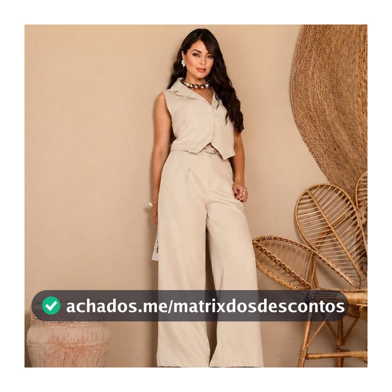 Conjunto Social Alfaiataria Calça Pantalona e Colete Com Gola Moda Social Feminina Envio Imediato