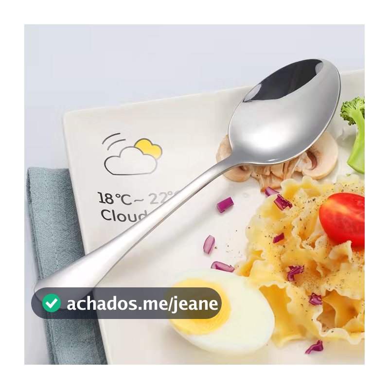 Kit 6 Colher De Jantar Aço Inoxidável Prata Polimento Tecnologia Casa Cozinha Utensílios De Mesa