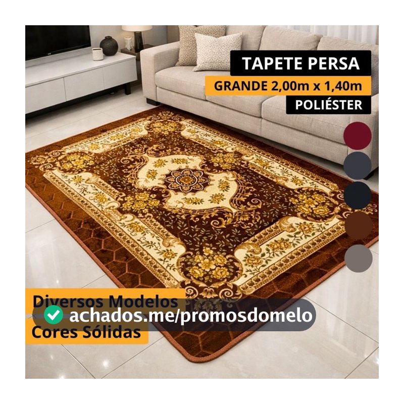 Tapete Grande 2,00m x 1,40m Antiderrapante Floral Tapete Árabe para Sala Quarto grande