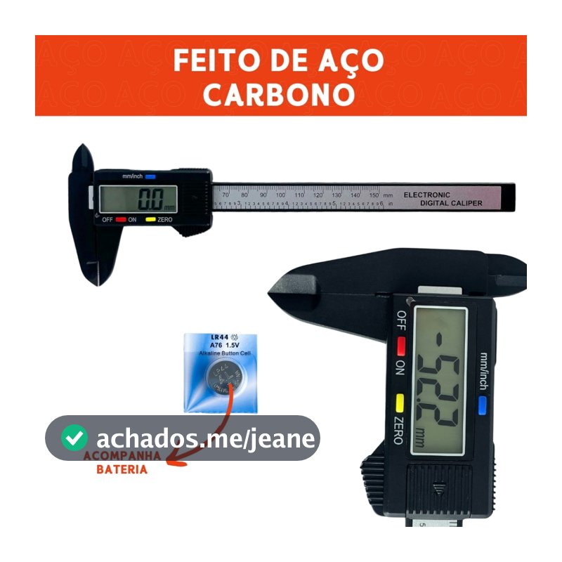 Paquímetro Digital Em Carbono Com Bateria 150MM - Mazzal