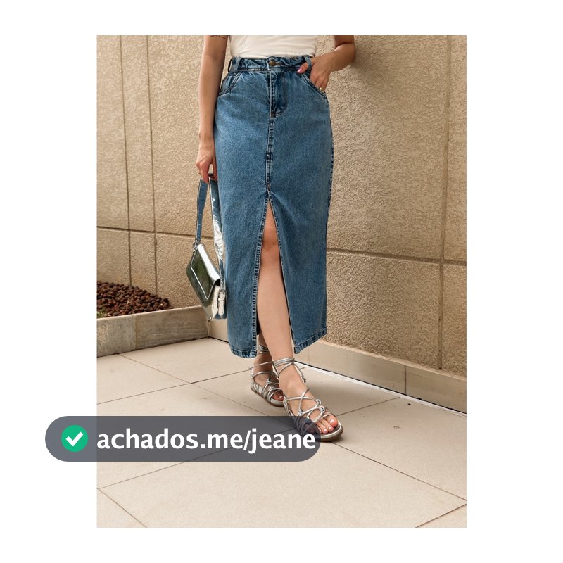 Saia jeans  cintura alta Fenda no meio, casual, elegante, simples e elegante,  sem lycra, comprimento 90  cm