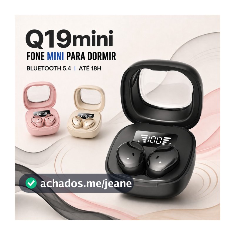 Fone de Ouvido Bluetooth 5.4 Q19mini TWS Mini para Dormir com Display LED Até 18H