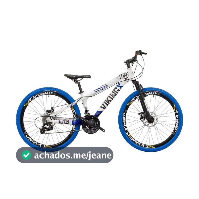 Bicicleta VikingX Branco azul Tuff25 21V Freio a Disco aro Vmaxx pneu Azul - Lançamento!