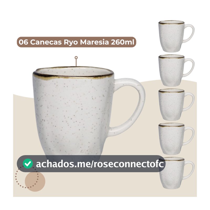Jogo 6 Canecas Café Chá Ryo Maresia 260ml Oxford Porcelanas