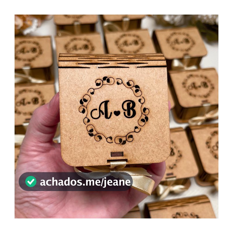 Kit 100 Lembrancinha Casamento Noivado Caixa Personalizada Iniciais Casal MDF Caixinha Pegue e Monte