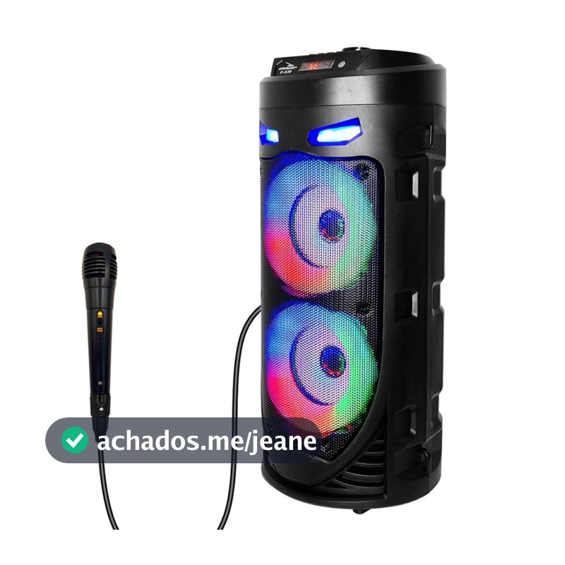 Caixa de som bluetooth grande com microfone RGB Portátil