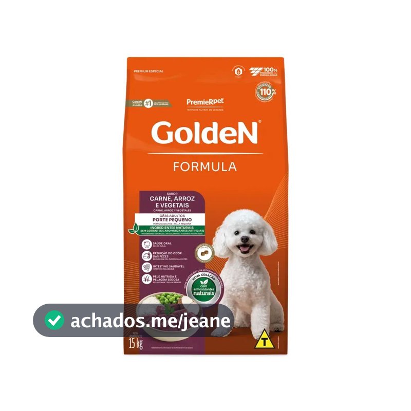 Ração Golden Formula Mini Bits Cães Adultos Raças Pequenas Carne e Arroz 15kg