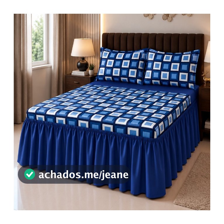 Kit Colcha de Cama Casal Box e King com Babado  Oxford 3 Peças Cobre-Leito King Size com 2 Porta-Travesseiros  Promoção