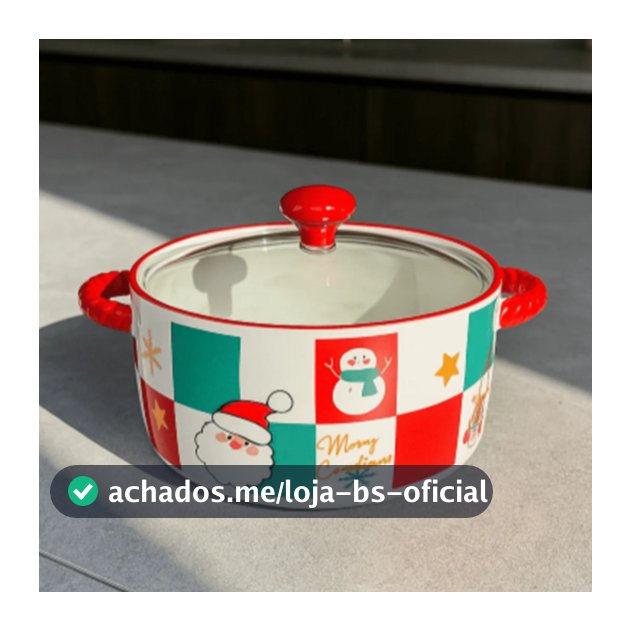 Panela Noel Natal Mesa Posta Tampa de Vidro Cerâmica 800ml