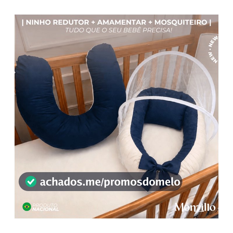 NINHO REDUTOR DE BERÇO | ALMOFADA AMAMENTAÇÃO | MOSQUITEIRO PROTETOR | 400 FIOS | LISO