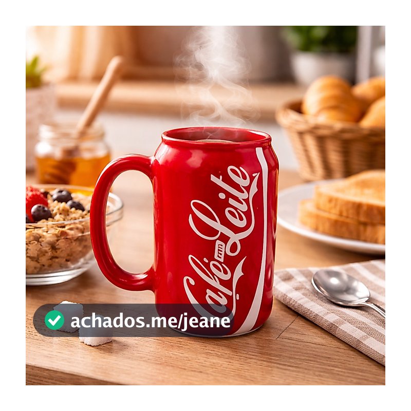 Caneca Café com leite formato lata de coca cola 350ml porcelana