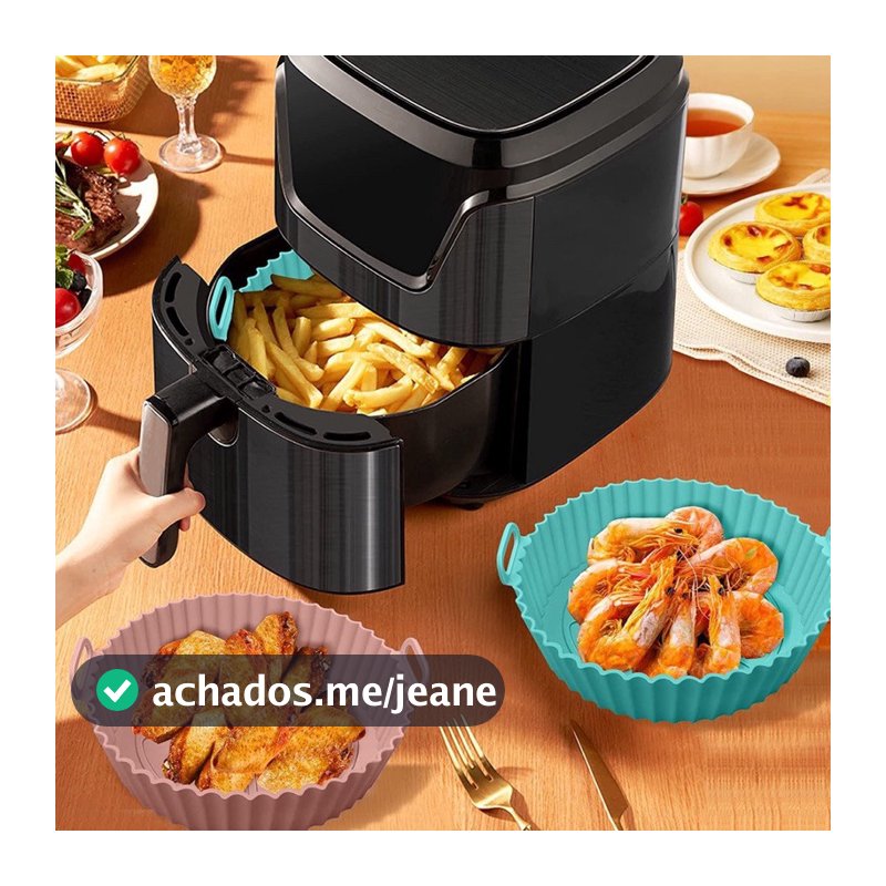 Forma de Silicone Air Fryer Redonda Cesto Silicone Air Fryer Reutilizável Forma Fácil Limpeza