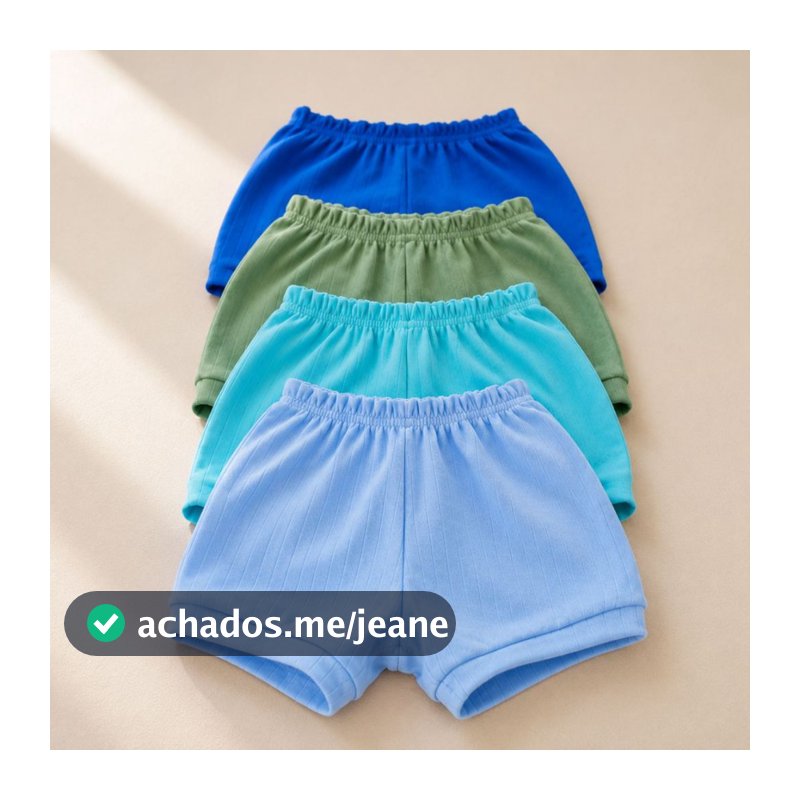 Kit Tapa Fralda de Bebê Short 100% Algodão Menino e Menina Canelado Acabamento Premium Confortável Verão Calor