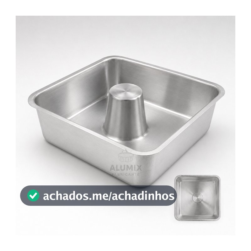 FORMA DE PUDIM E BOLO QUADRADA COM FURO CENTRAL ALUMIX 20X7 - COM NOTA FISCAL