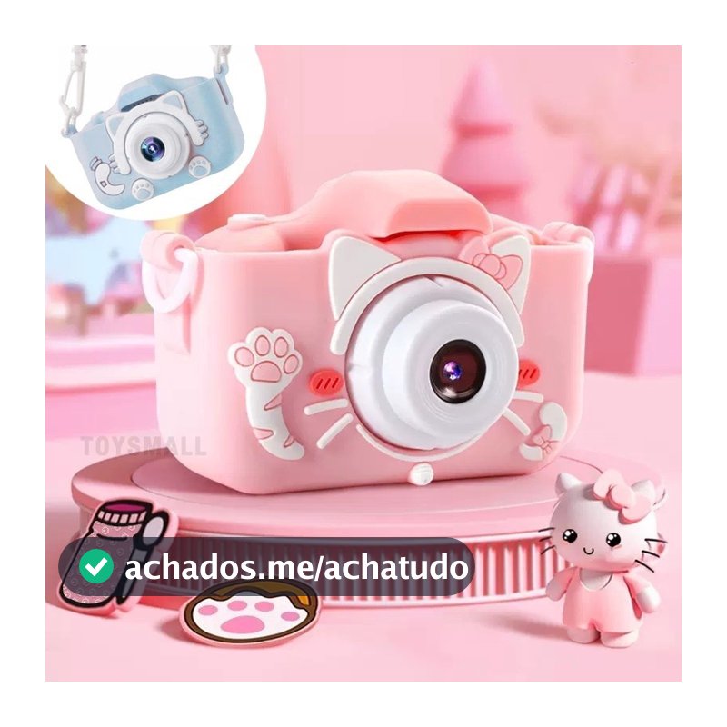Mini Câmera Infantil Mini Recarregável Com Capa Video Jogos Fotos