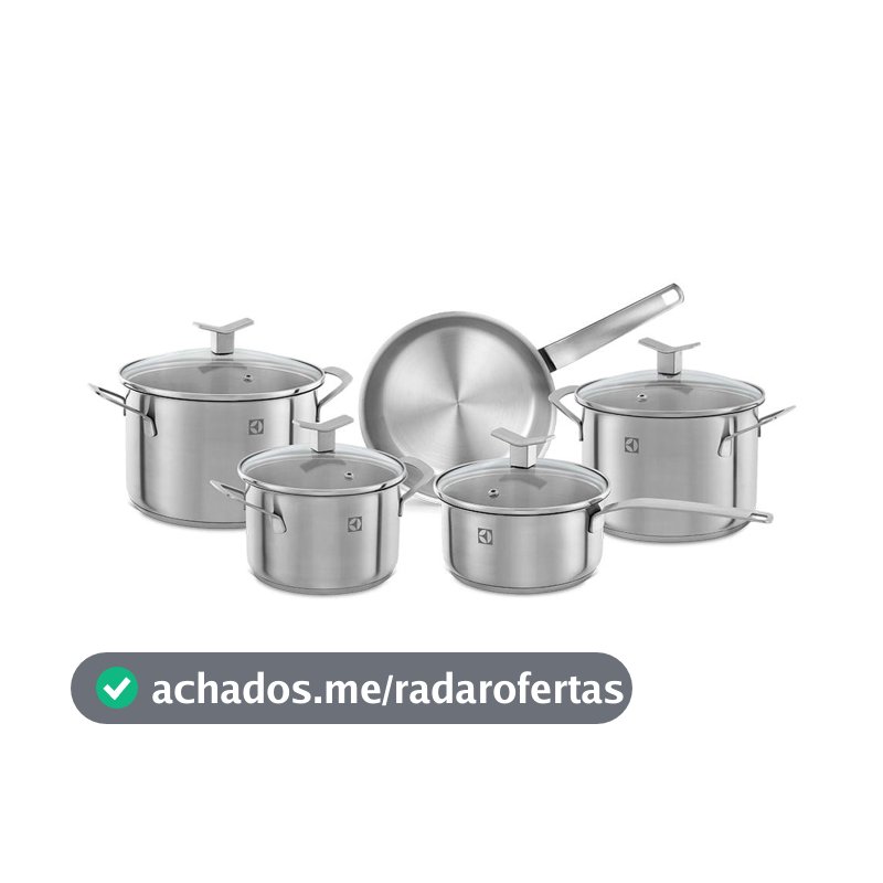 Jogo de Panelas Electrolux Inox com 5 Peças Design com Fundo Triplo