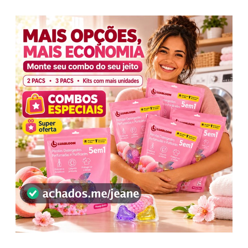LUABLOOM Sabão em Cápsulas para Lavar Roupa 30 Cápsulas Chá Branco 7 em 1 Detergente Perfumado Limpeza Profunda Perfume
