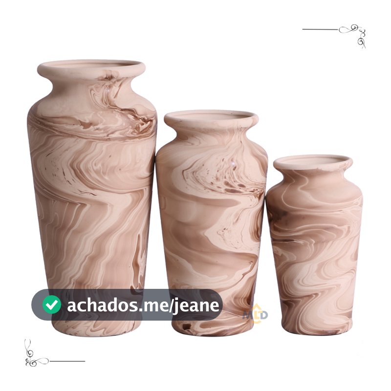 Kit 3 Peças Trio Vaso Grande Decorativo Sala Conjunto Objeto Decorativo Cerâmica Decoração Enfeite Rack centro mesa Deco