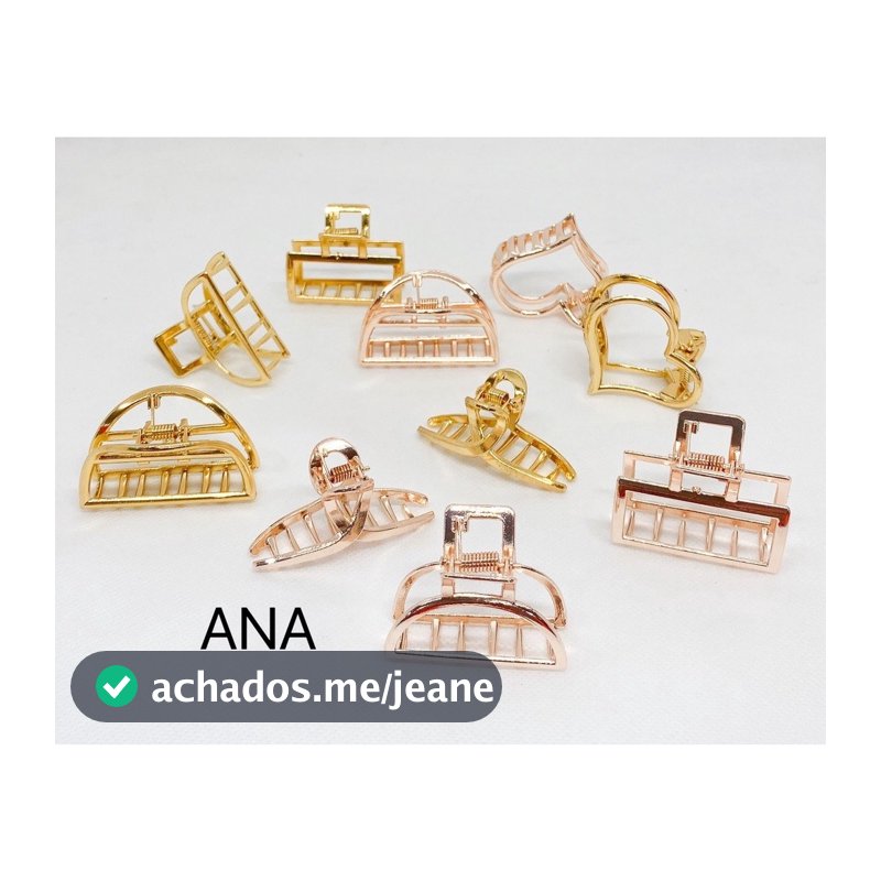 ANA1108 KIT 12 peças Piranha P média Dourada e  rose de metal vários modelos blogueira