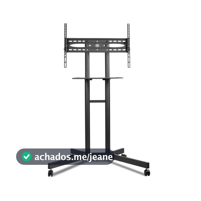 Suporte Pedestal Para TV 32 a 70 Pol Com Rodinhas Ajustável Universal Preto Zinnia STV700