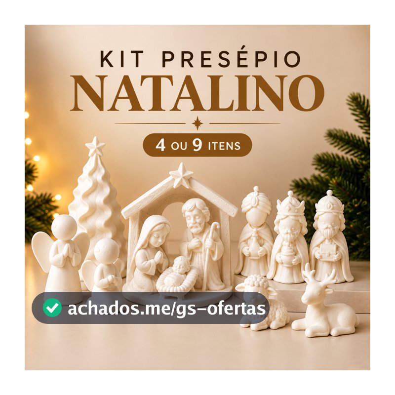 Presépio de Natal Decorativo com Sagrada Família Reis Magos Anjos Árvore e Animais Enfeite para Aparador Mesa e Sala
