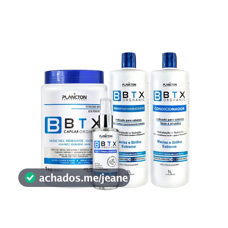 BTX ORGHANIC 1kg + Kit Sh e Cond 1L+ Oleo Finalizador BTX - Plancton
