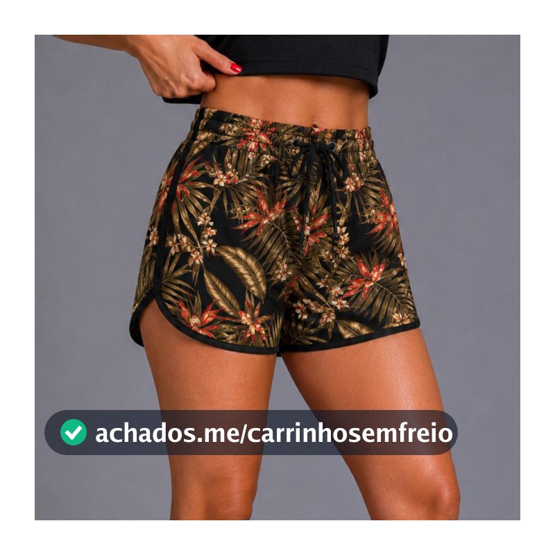 Short Feminino Plus Size Tactel Elastano Estampado Academia e Treino