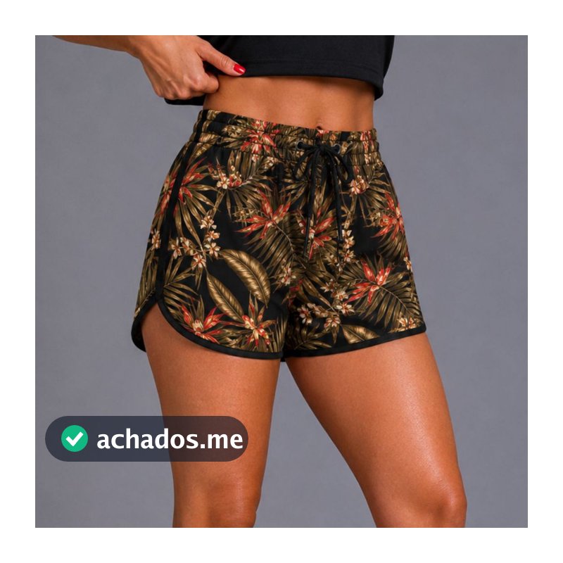 Short Feminino Plus Size Tactel Elastano Estampado Academia e Treino
