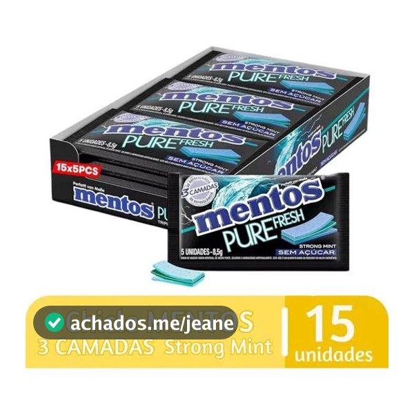 Chiclete Mentos Pure Fresh 3 Camadas Hortelã Forte Van Melle Com 15 Unidades
