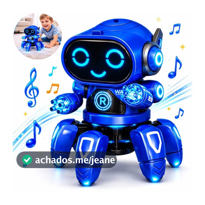 Brinquedo infantil Robô Aranha Dançarino 6 Pernas com Luz Som e Movimento