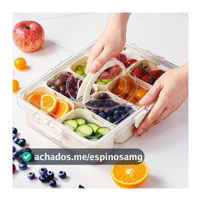 Pote Organizador de Geladeira Hermético Multiuso Com 8 Divisórias Para Alimentos e Verduras