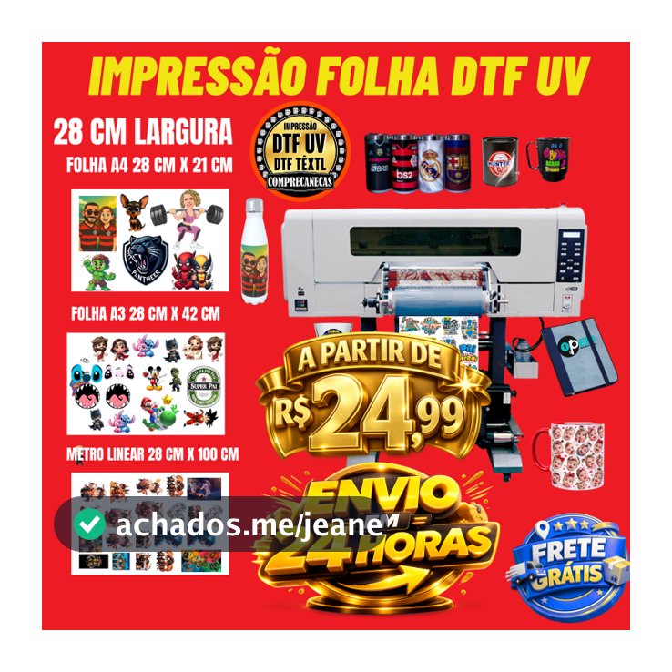 IMPRESSÃO DTF UV ENVIO IMEDIATO EM 24 HORAS - PARA CANECAS, TAÇAS, COPO AMERICANO.