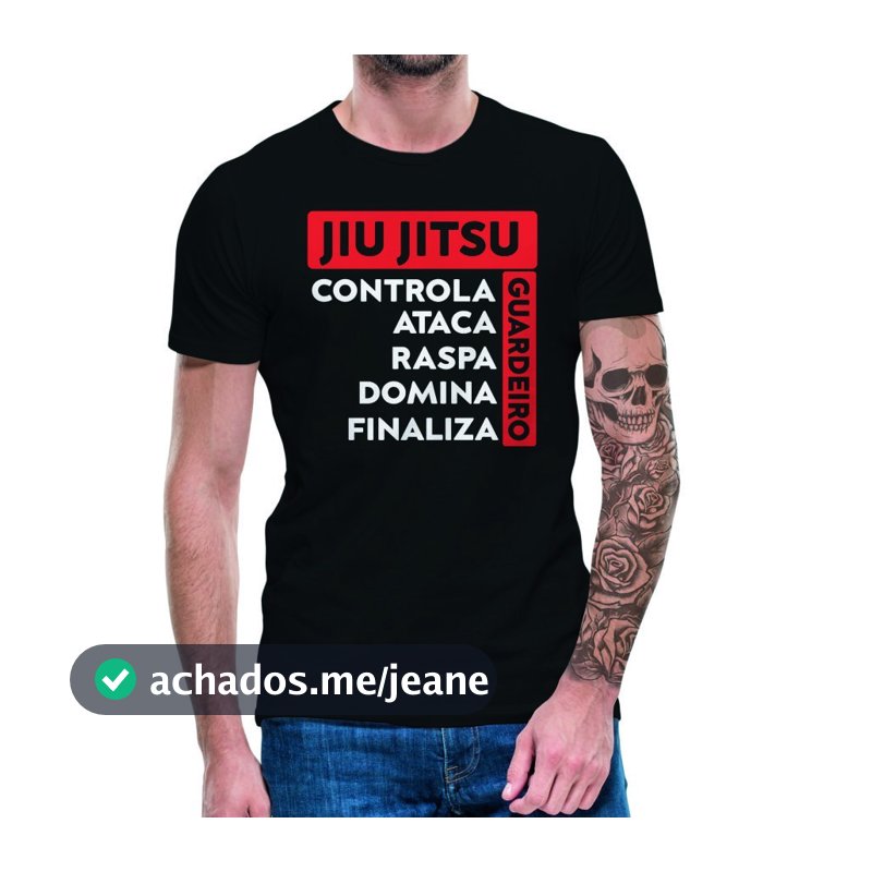 Camiseta Jiu Jitsu Masculina Competidor Camisa Bjj Brazilian Jiujitsu 100% Algodão Premium
