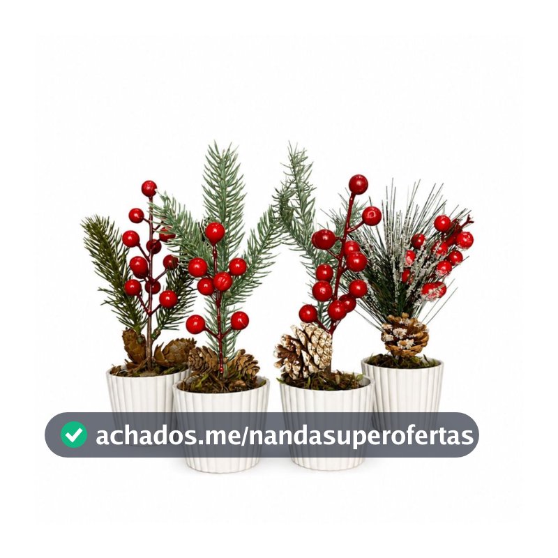 Kit 4 Enfeites De Natal Arranjos Natalinos Vasos Decoração