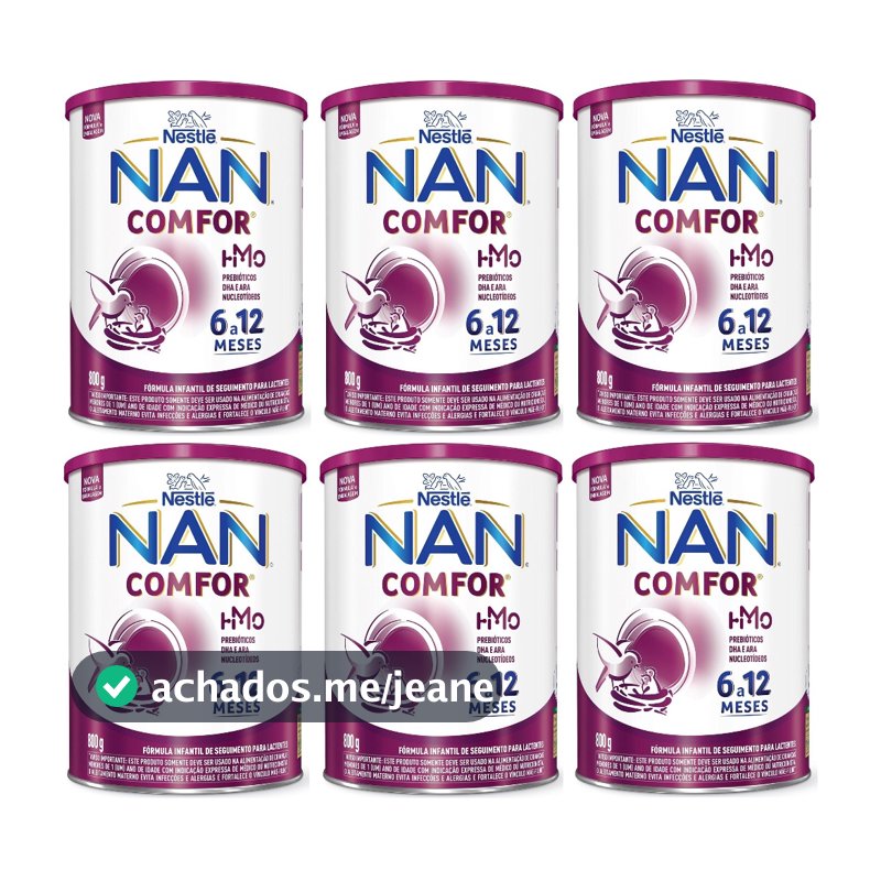 Kit 6 Latas NAN Comfor 800gr 6 a 12 meses (ROXO) EQ.1
